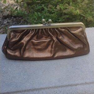 NWT EXPRESS genuine leather clutch purse, brown bronze